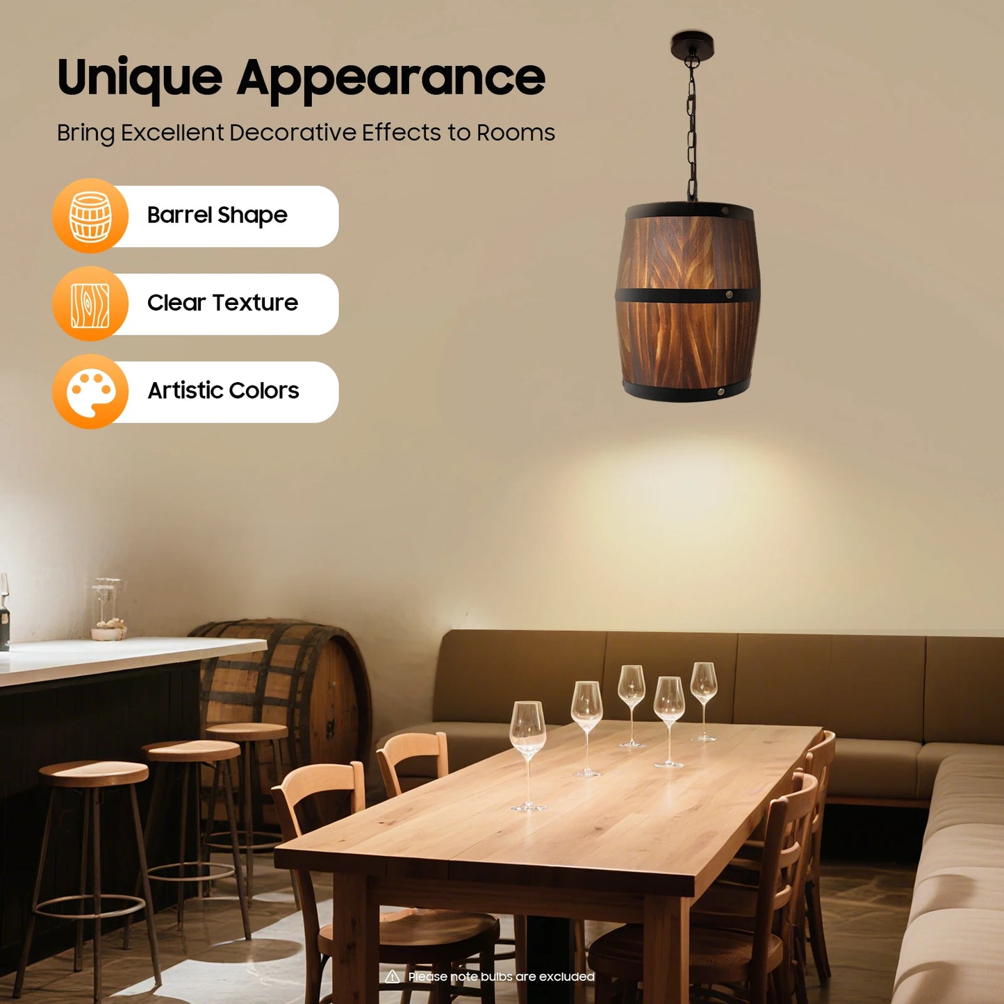 Industrial Farmhouse Wine Barrel Chandelier for Kitchen or Bar