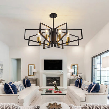 Geometric Metal Chandelier Ceiling Light for Living Room