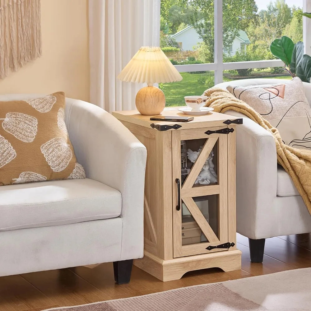 Set 2 Farmhouse Night Stands with Charging Station