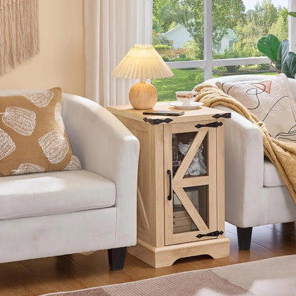 Set 2 Farmhouse Night Stands with Charging Station