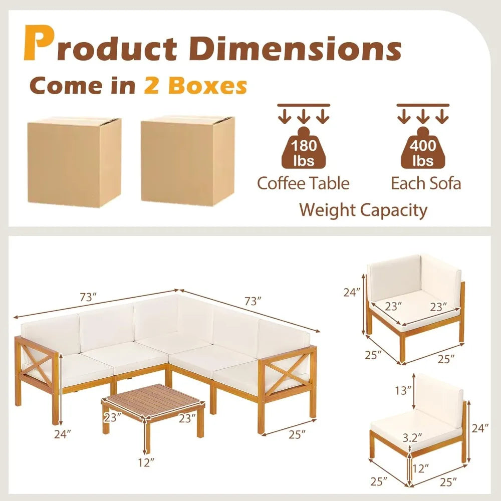 6 Piece Patio Furniture Set with Cushions & Coffee Table