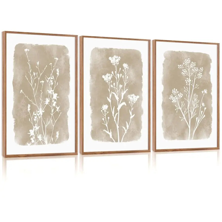 Framed Rustic Wildflower Wall Art Set