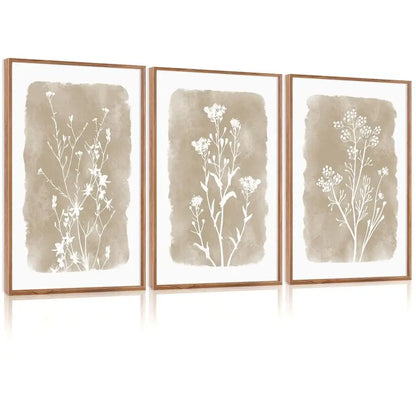 Framed Rustic Wildflower Wall Art Set