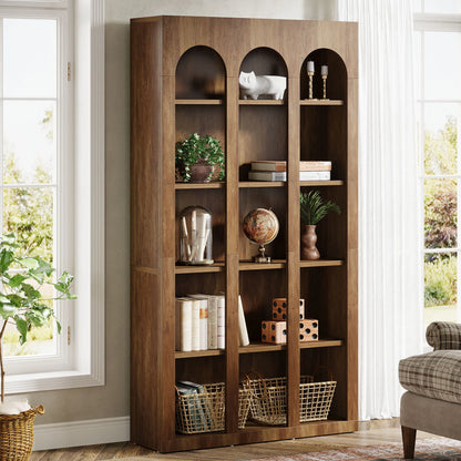 70.87" Tall, Arched Display Bookcase with Open Storage