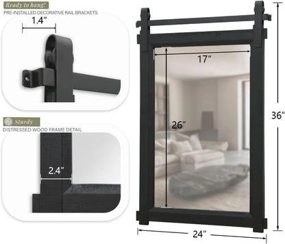 24"x36" Farmhouse Barn Door Mirror, for Bathroom, Living Room or Entryway