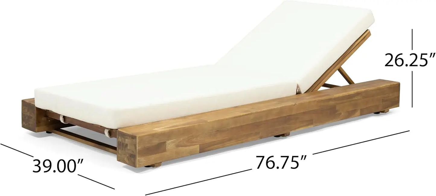 Acacia Wood Outdoor Chaise Lounge Set of 2