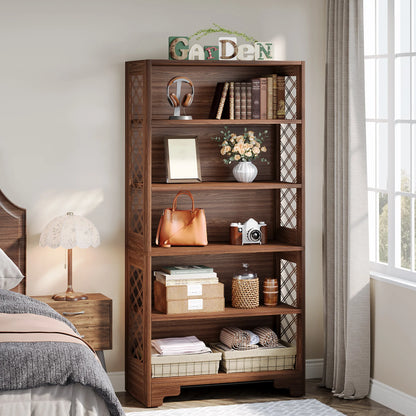 71" Tall Bookshelf with 5 Shelf Display Storage