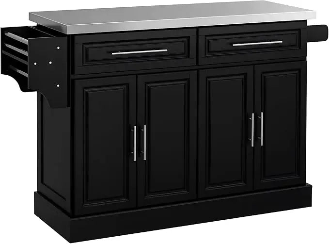 Rolling Kitchen Island Cart with Stainless Steel Top