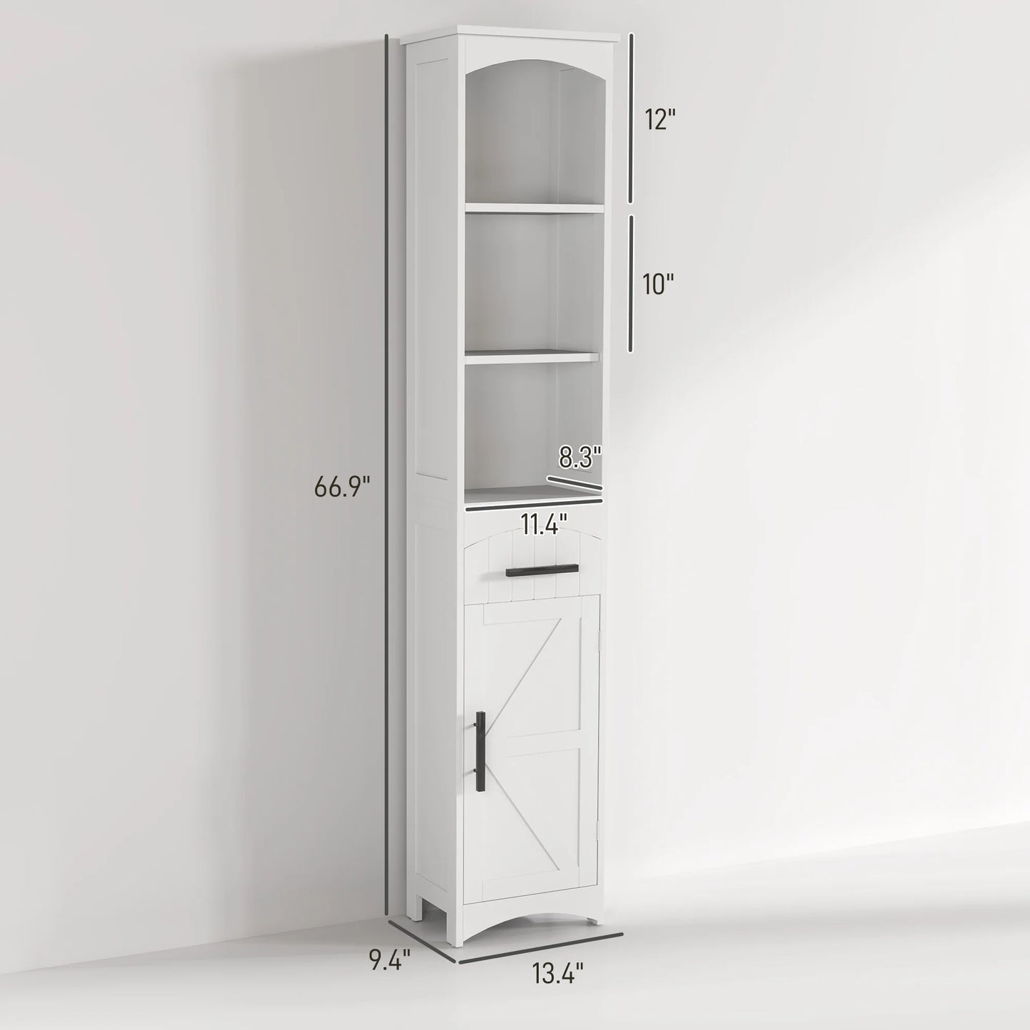 66.9" Tall, Farmhouse Storage Cabinet for Bathroom