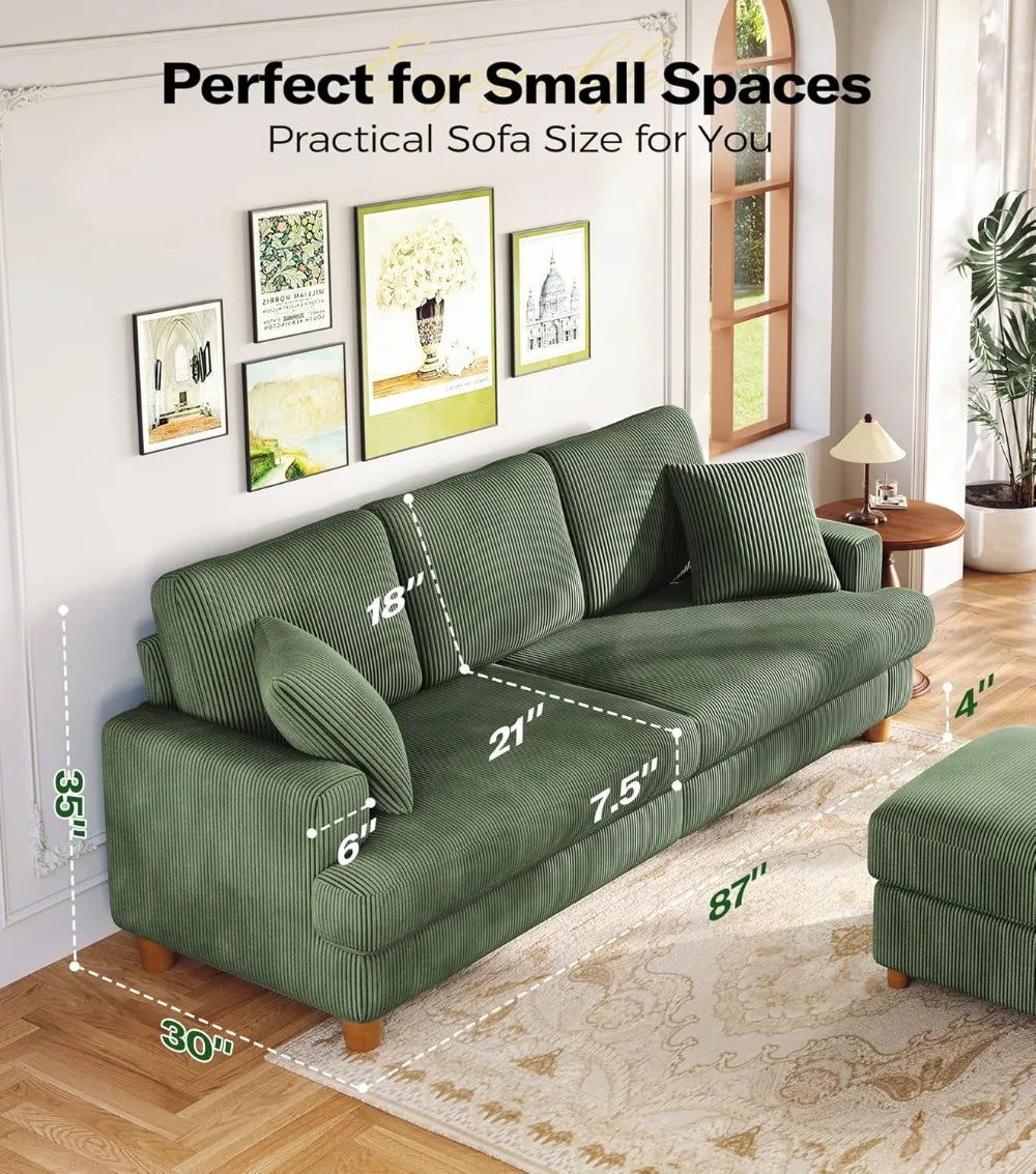 Comfy Corduroy Couch for Living Room