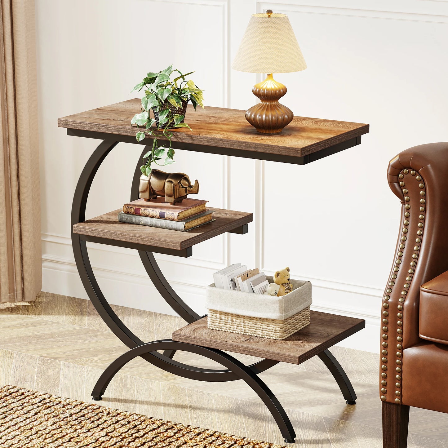 Farmhouse Industrial End Table for Couch or Bedside