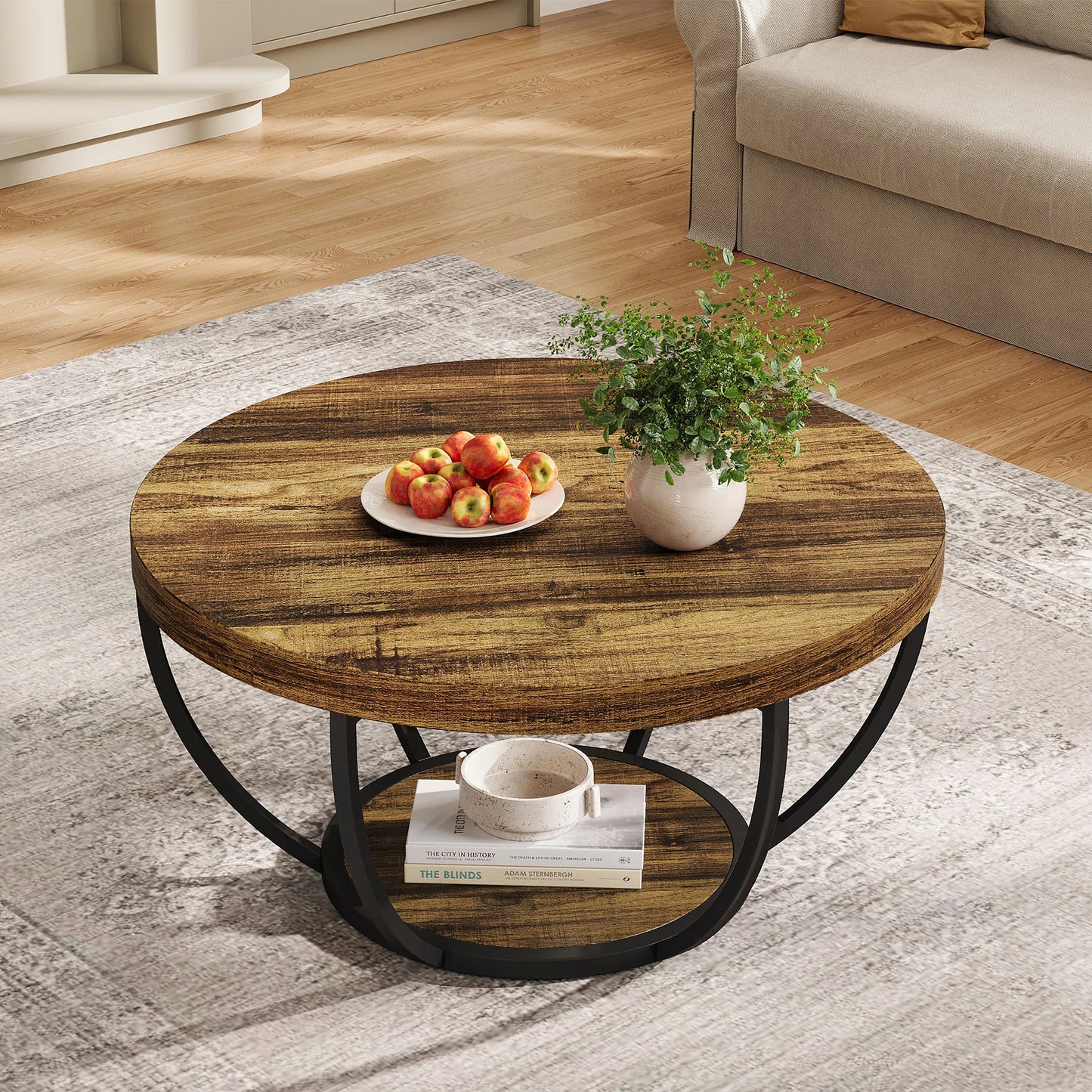 Farmhouse Industrial Round Coffee Table