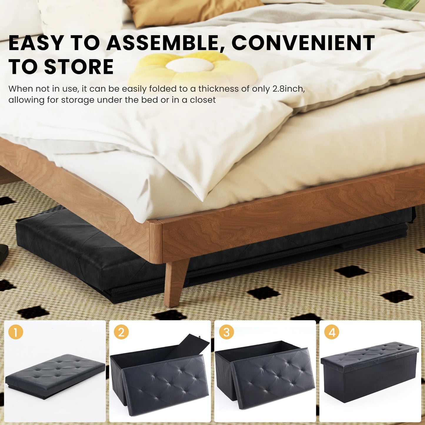 Ottoman Storage Bench for Bedroom or Living Room