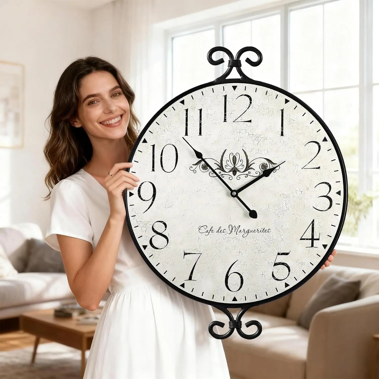 30" Farmhouse Wrought Iron Frame Wall Clock