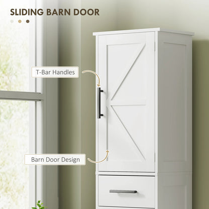 67" Tall, Farmhouse Storage Cabinet with Barn Doors for Bathroom