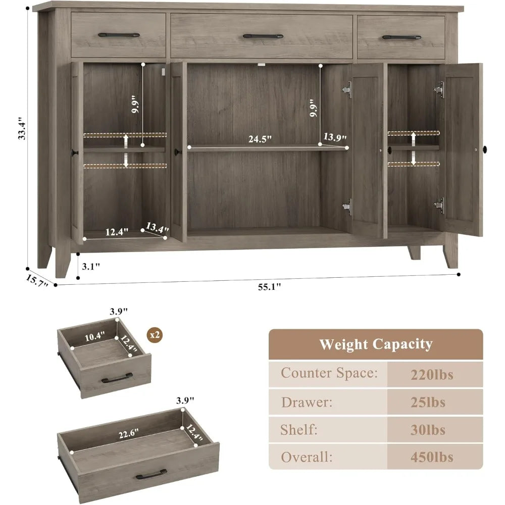 Farmhouse Buffet Cabinet with Drawers