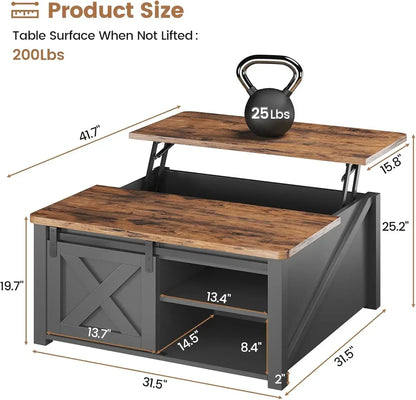 Lift Top Farmhouse Coffee Table with Storage