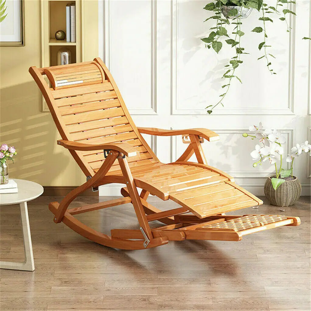 Bamboo Rocking Chair for Living Room or Backyard Patio