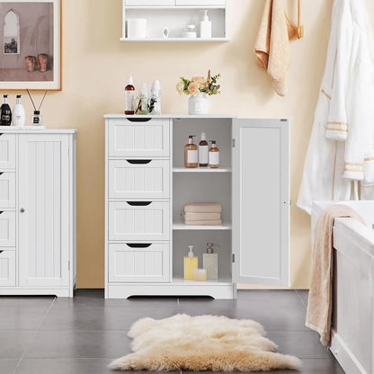 Floor Cabinet with 4 Drawers for Living Room & Bathroom