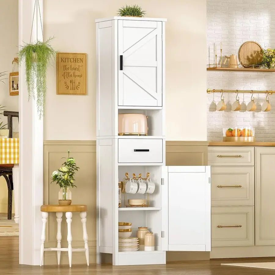 67" Tall Bathroom Storage Cabinet with Barn Doors