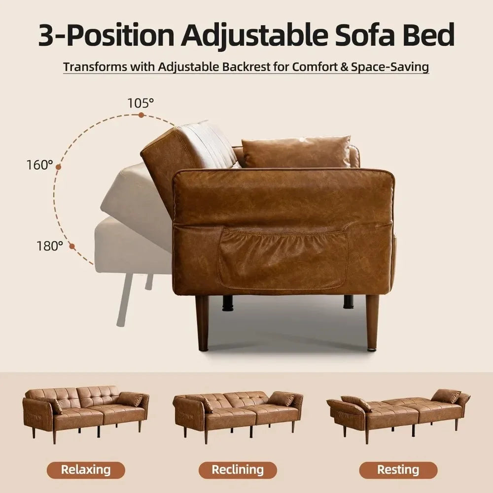 Convertible Sleeper Sofa with Pillows