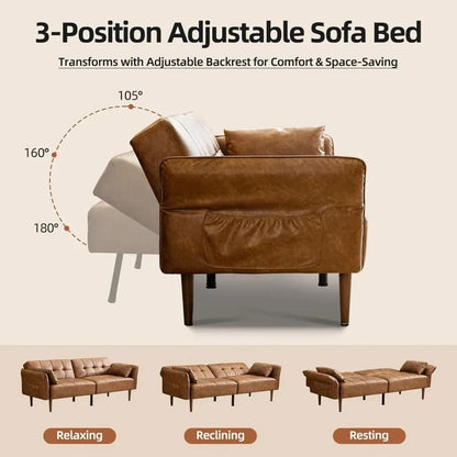 Convertible Sleeper Sofa with Pillows