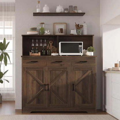 Farmhouse Buffet Cabinet or Coffee Bar Pantry for Kitchen & Dining Room