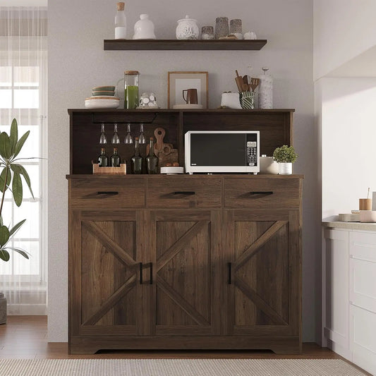 Farmhouse Buffet Cabinet or Coffee Bar Pantry for Kitchen & Dining Room