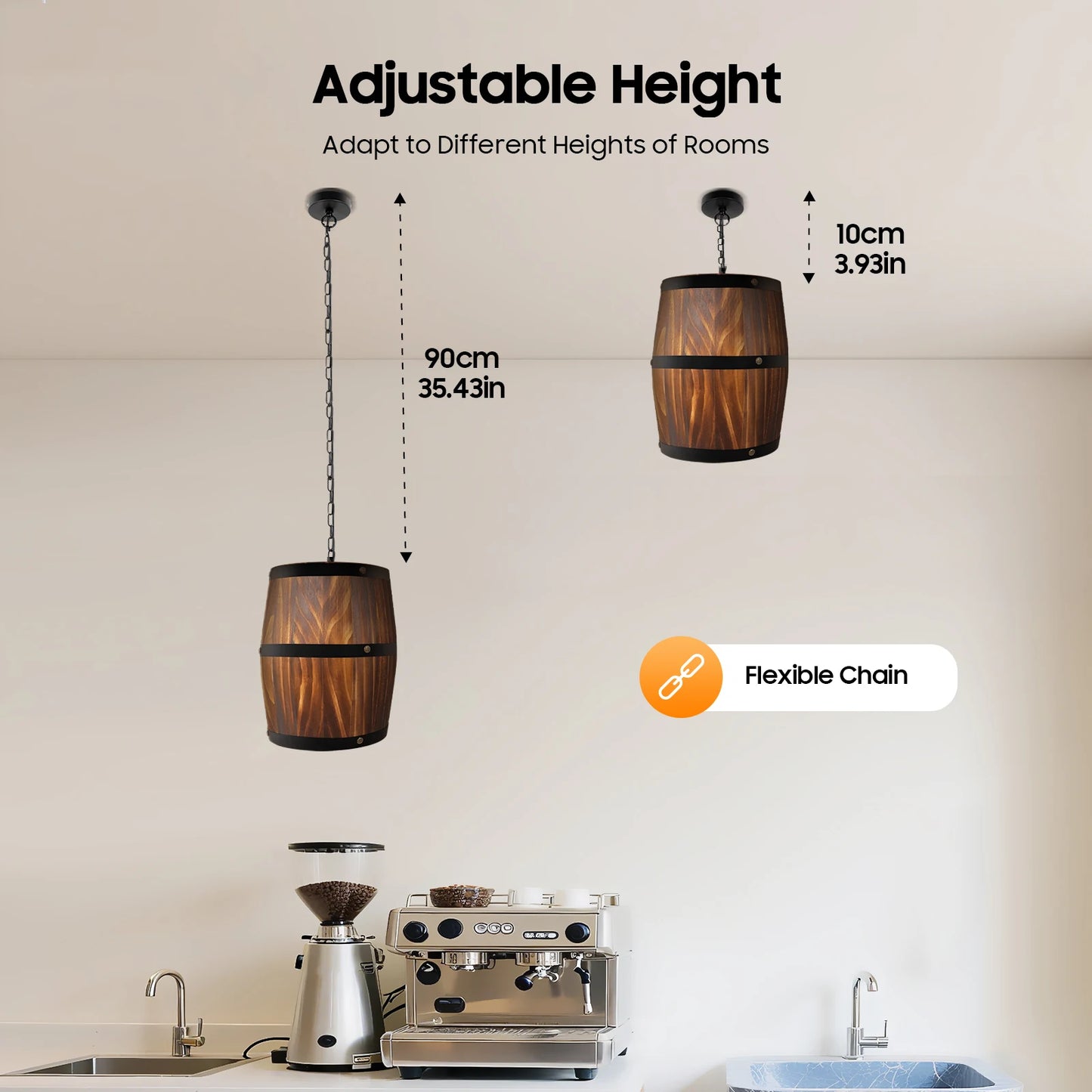 Industrial Farmhouse Wine Barrel Chandelier for Kitchen or Bar