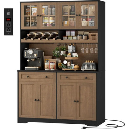 75.4" Tall, Kitchen Pantry Cabinet with Charging Station
