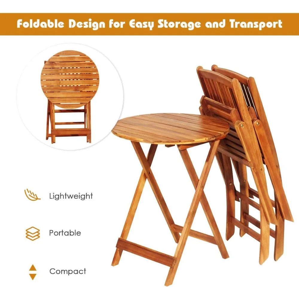 3 Piece Patio Bistro Set with 2 Cushioned Chairs