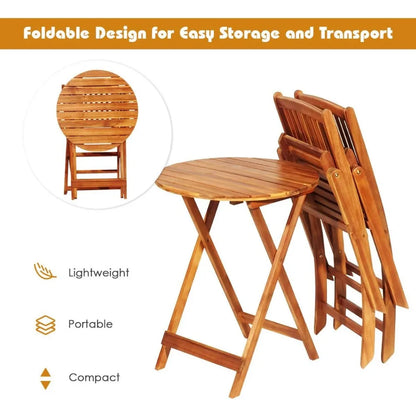 3 Piece Patio Bistro Set with 2 Cushioned Chairs