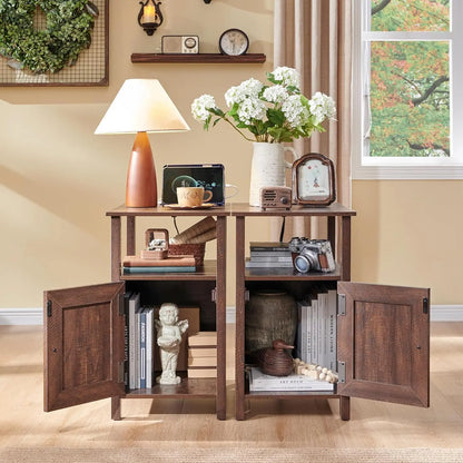 Farmhouse Nightstand Set of 2 with Charging Station
