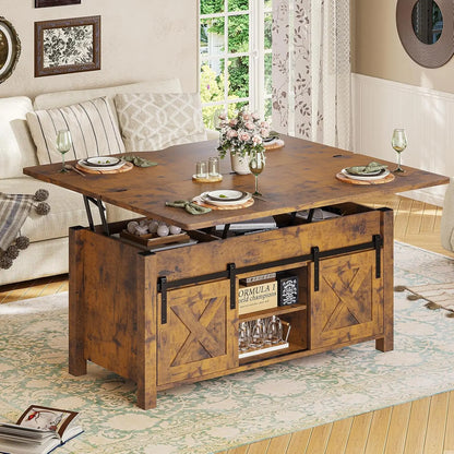 Lift Top Farmhouse Coffee Table with Storage