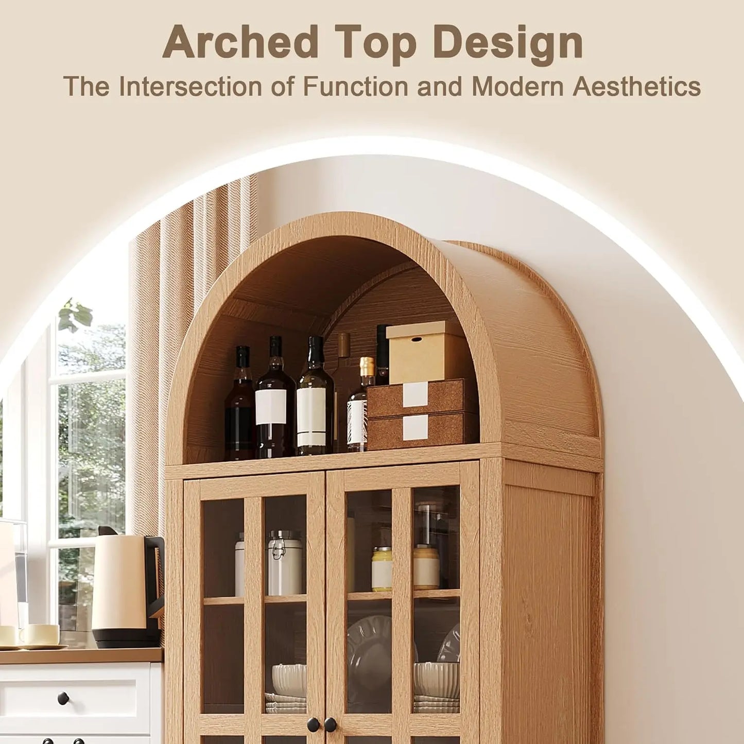 71" Tall, Arched Kitchen Pantry