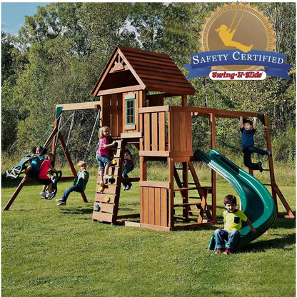 Play Fort with Swing Set, Slide & Monkey Bars