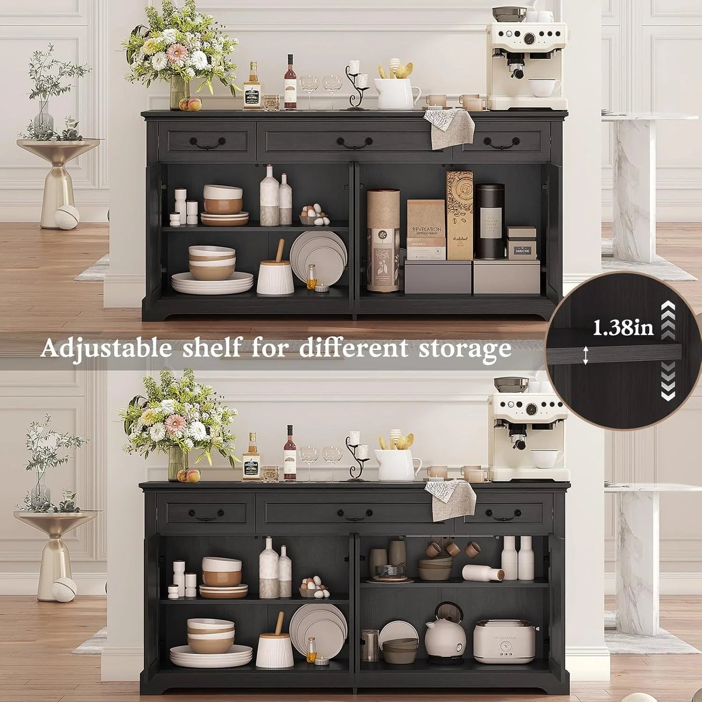 Farmhouse Sideboard Buffet Cabinet with Barn Doors