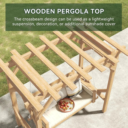 Wooden Pergola Swing Bench for Patio