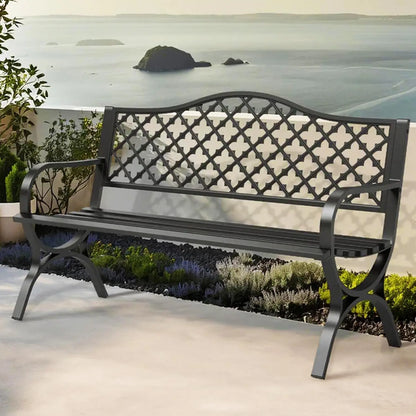 Cast Iron Steel Garden Bench for Patio or Porch