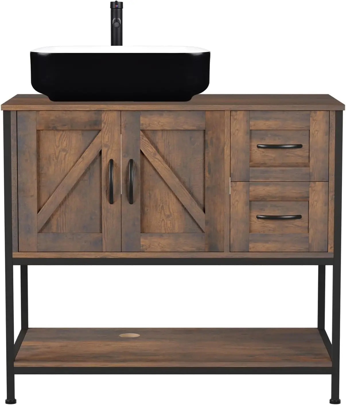 Farmhouse Bathroom Vanity with Ceramic Vessel Sink