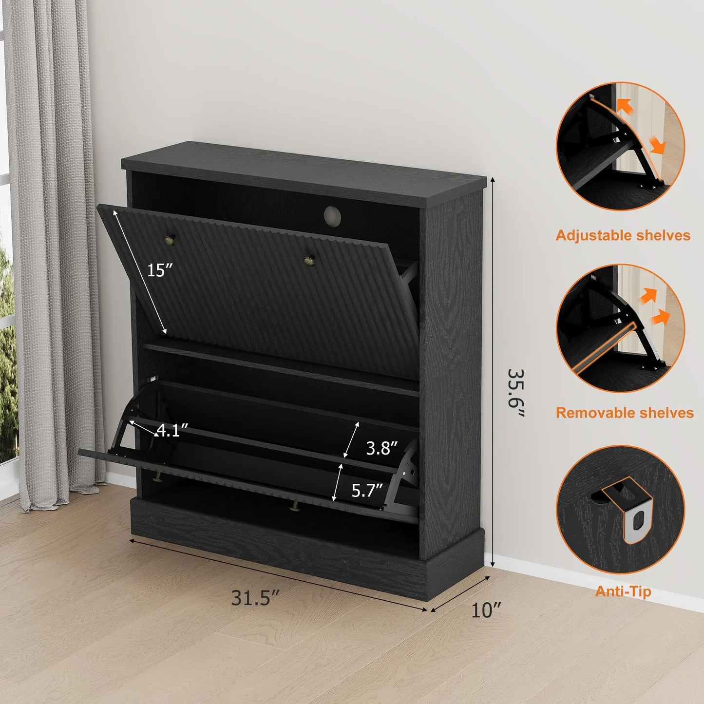 Shoe Cabinet Organizer for Entryway, Hallway or Foyer