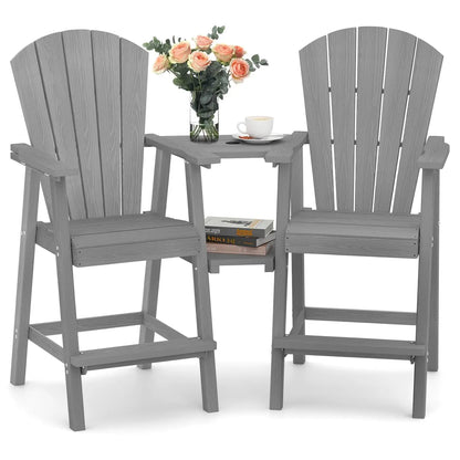 Set of 2 Outdoor Chairs with Double Connecting Tray