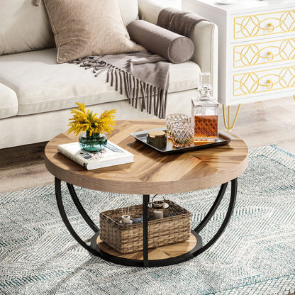 Farmhouse Industrial Round Coffee Table
