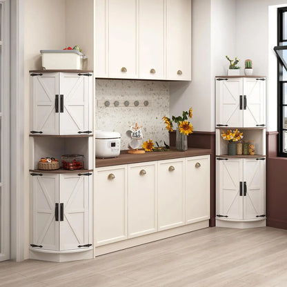64.8" Tall Farmhouse Corner Storage Cabinet