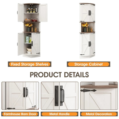 64.8" Tall Farmhouse Corner Storage Cabinet