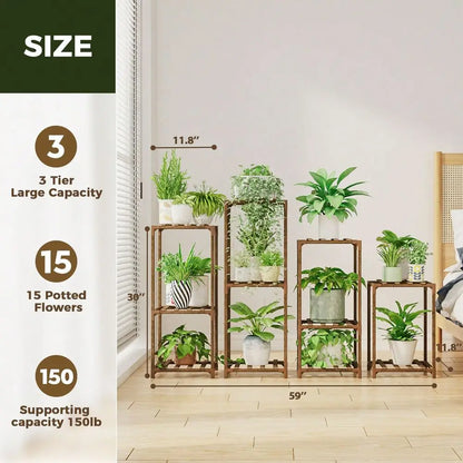 Stands Indoor Outdoor 4 Sets Plant Shelves Wooden Plant Holder For Multiple Plants Flower Stands Window