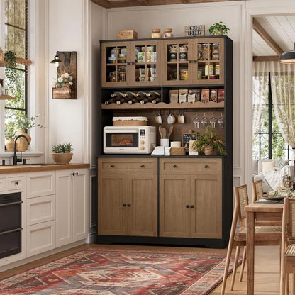 75.4" Tall, Kitchen Pantry Cabinet with Charging Station