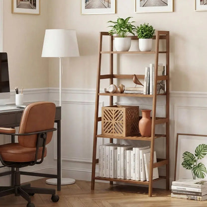 Bamboo Ladder Bookshelf or Plant Display Stand
