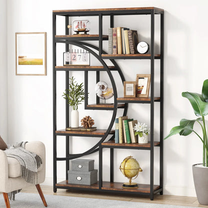 68.89" Tall Farmhouse Industrial Bookshelf & Display