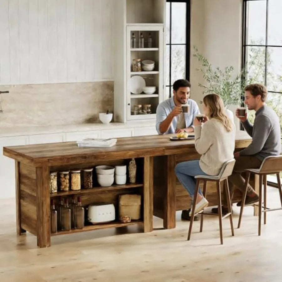 3-Tier Farmhouse Kitchen Island with Storage